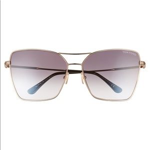 New Tom Ford 61mm Butterfly Aviator Sunglasses